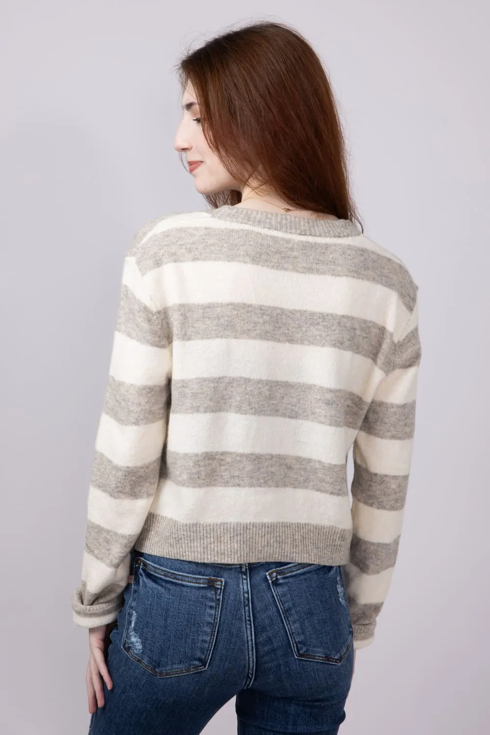 Mimosa Rugby Stripe Cardigan for Women in Heather | MT1658-HEATHER sold by Glik’s product image thumbnail 5