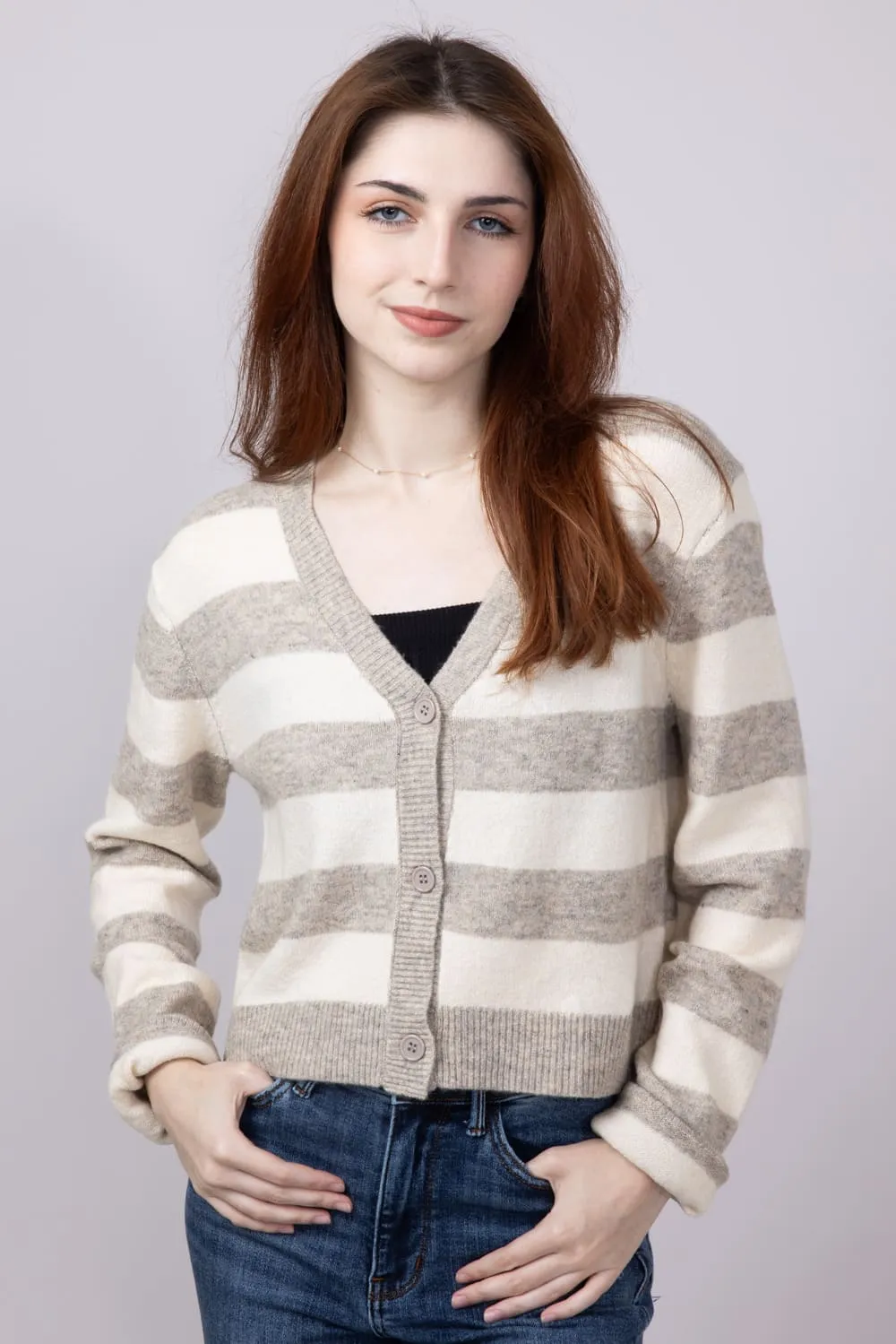 Mimosa Rugby Stripe Cardigan for Women in Heather | MT1658-HEATHER sold by Glik’s product image thumbnail 2