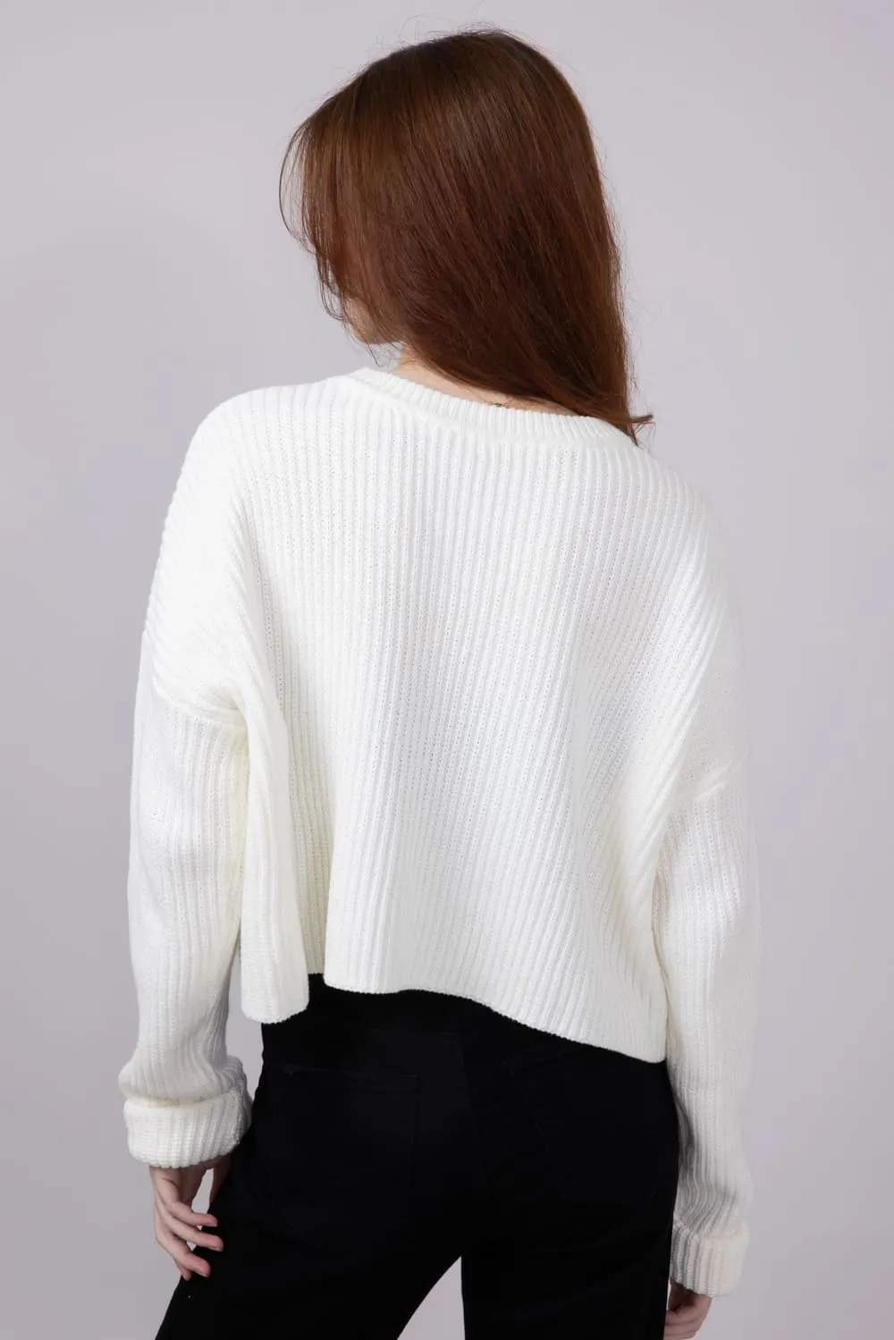Cropped Ribbed Sweater for Women in Ivory | MT1696-IVORY sold by Glik’s product image thumbnail 4