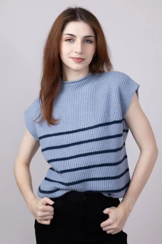 Mimosa Sleeveless Stripe Sweater Vest for Women in Blue | MT1659-AIRFORCE sold by Glik’s
