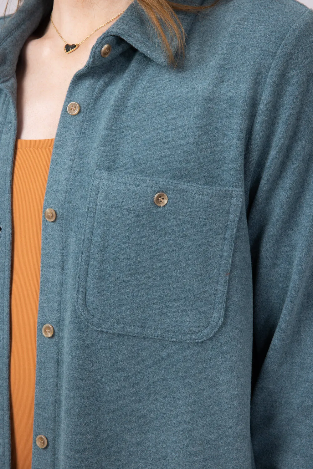 Thread & Supply Lewis Soft Luxe Button Up Shirt for Women in Spruce Heather | T1084PVXTS-SPRUCEHEATHERSOLID sold by Glik’s product image thumbnail 4