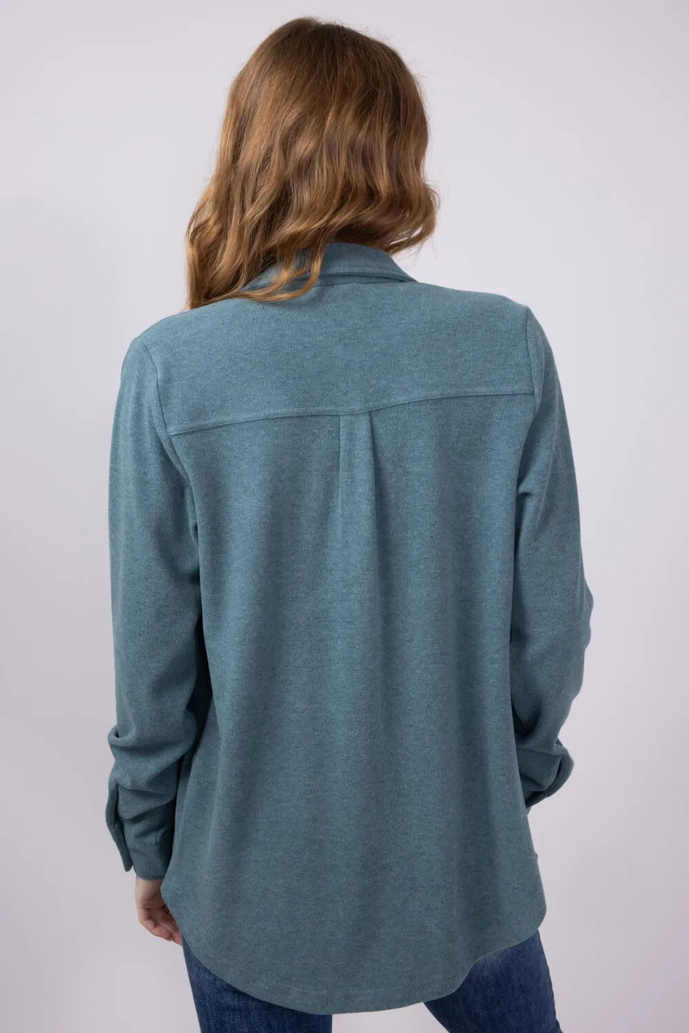 Thread & Supply Lewis Soft Luxe Button Up Shirt for Women in Spruce Heather | T1084PVXTS-SPRUCEHEATHERSOLID sold by Glik’s product image thumbnail 3