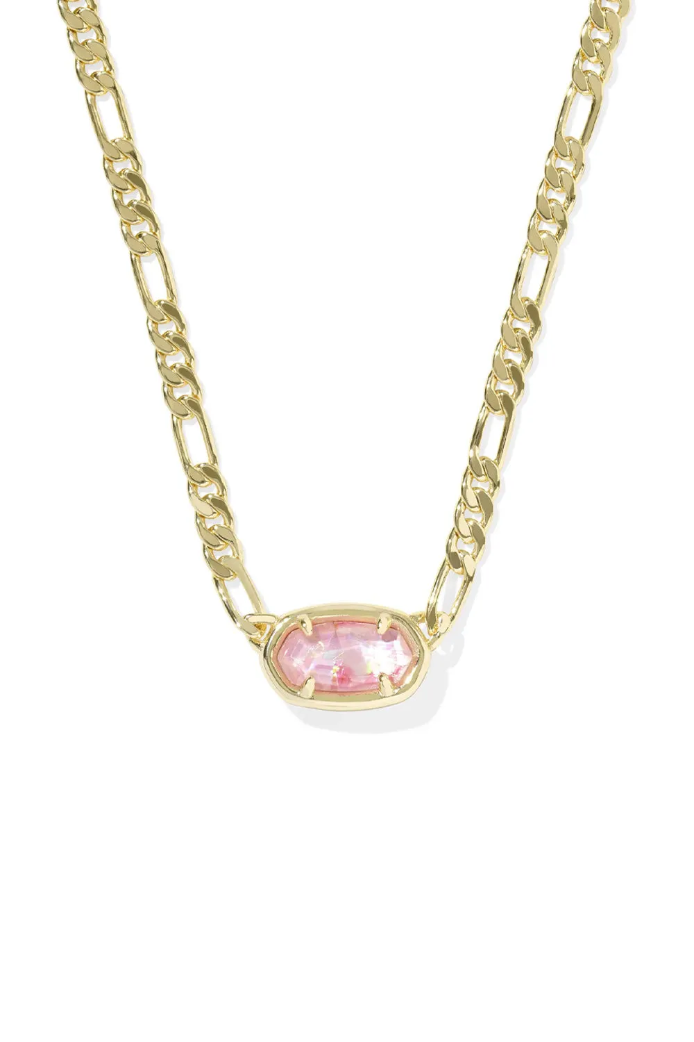 Kendra Scott Elisa Gold Figaro Short Pendant Necklace in Pink Iridescent | 9608877571 sold by Glik’s