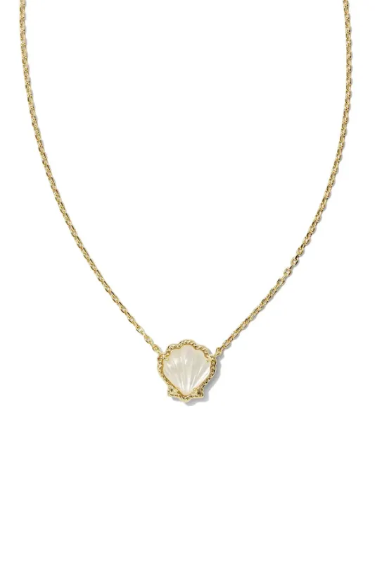 Kendra Scott Brynne Shell Gold Pendant Necklace in Ivory Mother of Pearl | 9608860075 sold by Glik’s