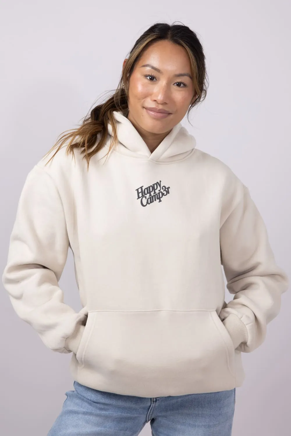Happy Camp3r Puff Series Hoodie for Women in Beige | W300BEIG-13-BEIGE sold by Glik’s