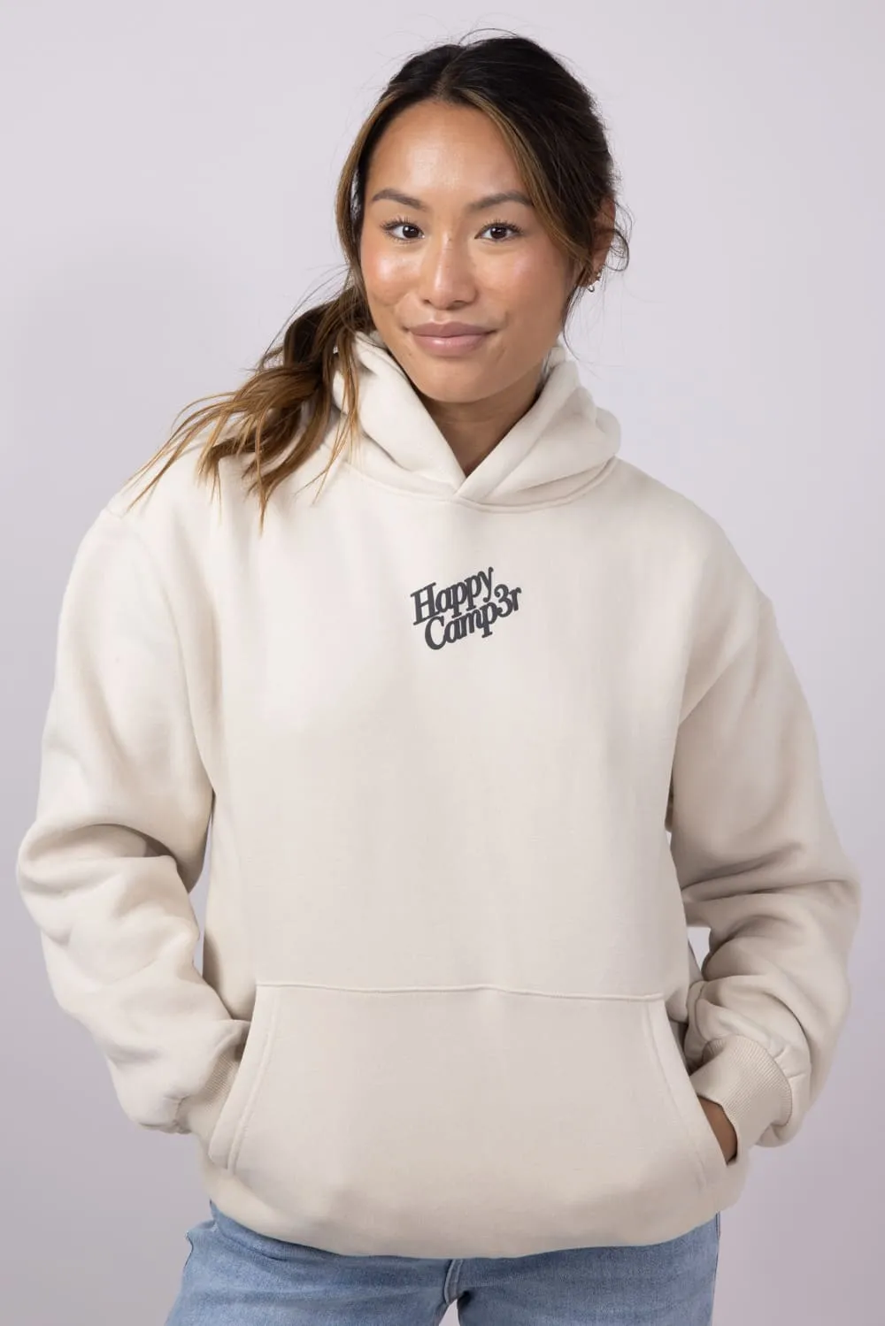 Happy Camp3r Puff Series Hoodie for Women in Beige | W300BEIG-13-BEIGE sold by Glik’s product image thumbnail 3