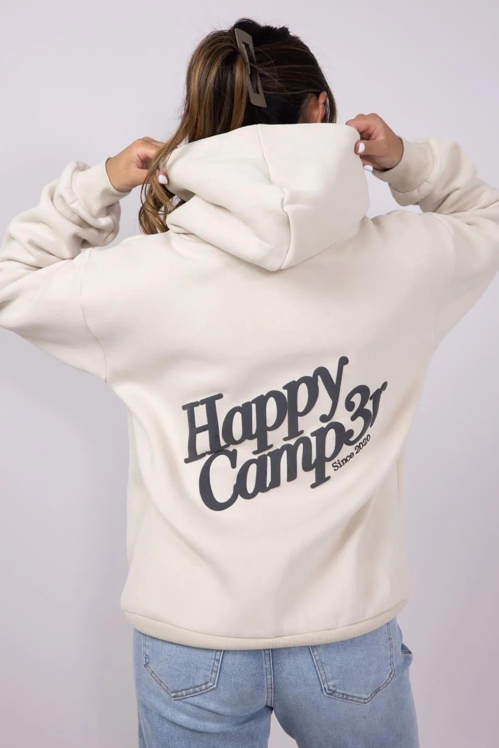 Happy Camp3r Puff Series Hoodie for Women in Beige | W300BEIG-13-BEIGE sold by Glik’s product image thumbnail 2