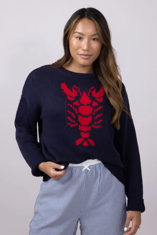 Miracle Lobster Sweater for Women in Navy | W8403-NAVYRED sold by Glik’s