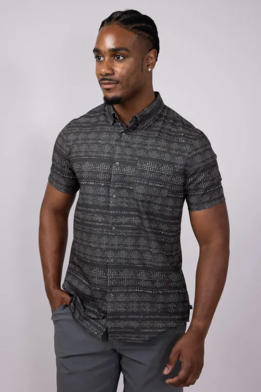 Union Printed Aeromesh Button Up Shirt for Men in Dark Grey | Y13A4MJ-FLINT sold by Glik’s