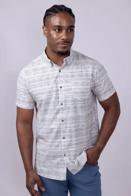 Union Printed Aeromesh Button Up Shirt for Men in Ivory | Y13A4MJ-ECRU sold by Glik’s