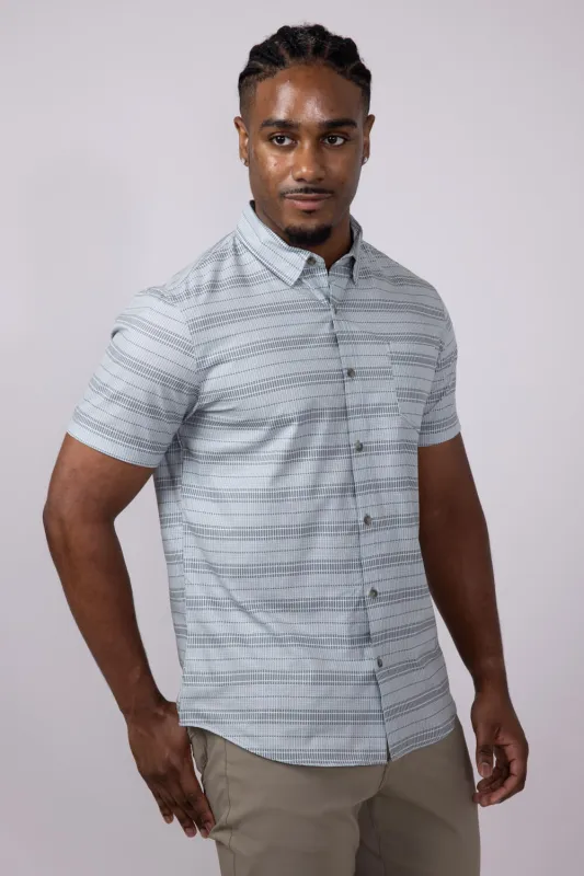 Union Printed Aeromesh Button Up Shirt for Men in Light Grey | Y13A4MJ-QUARTZ sold by Glik’s