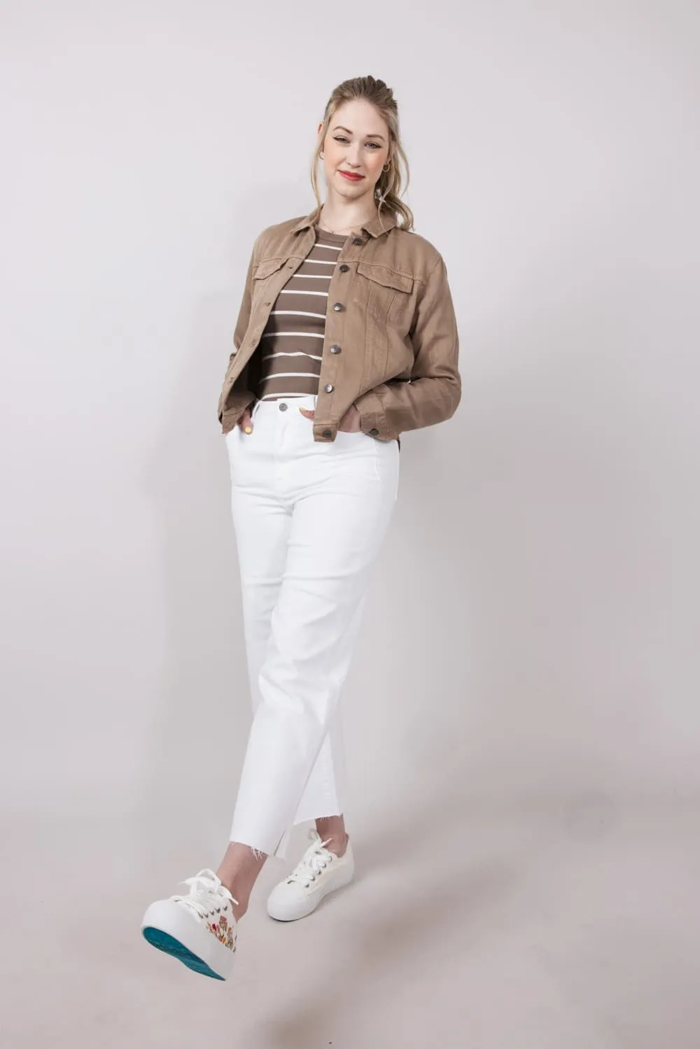 Thread & Supply Jackie Denim Jacket for Women in Taupe | J4837LZTTS-TAUPE sold by Glik’s product image thumbnail 2