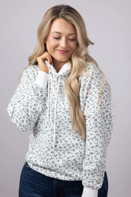 1897 Active Ditsy Floral Hoodie for Women in Ivory | GU739-IVORY sold by Glik’s