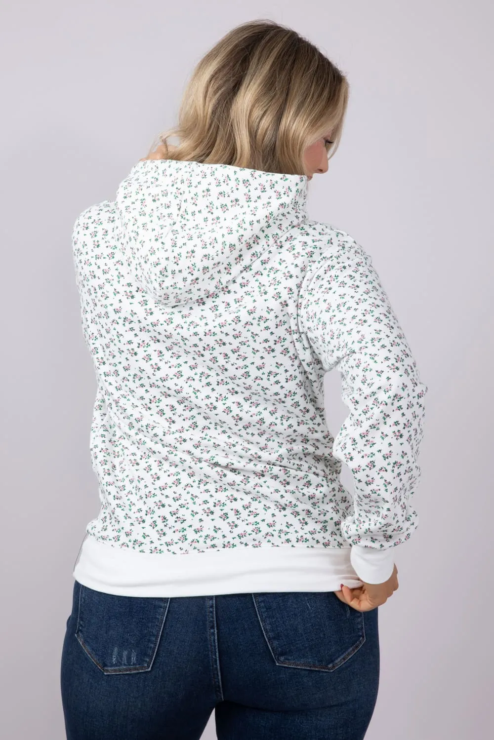 1897 Active Ditsy Floral Hoodie for Women in Ivory | GU739-IVORY sold by Glik’s product image thumbnail 5