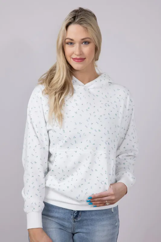 1897 Active All Over Floral & Bows Print Hoodie for Women in Ivory | GU736-IVORY sold by Glik’s