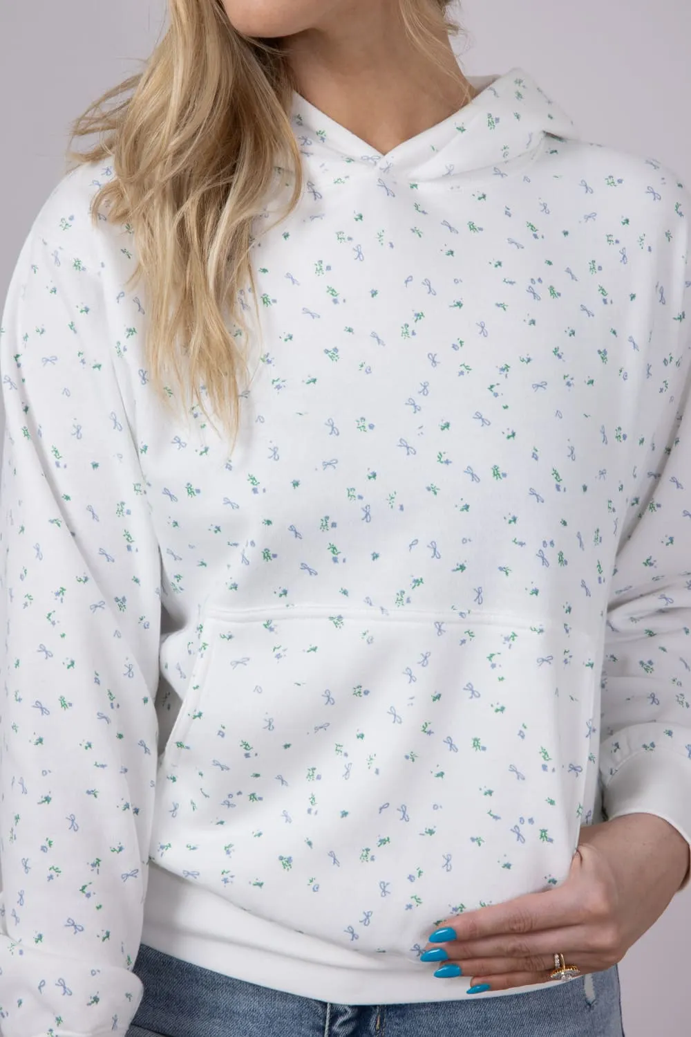 1897 Active All Over Floral & Bows Print Hoodie for Women in Ivory | GU736-IVORY sold by Glik’s product image thumbnail 5