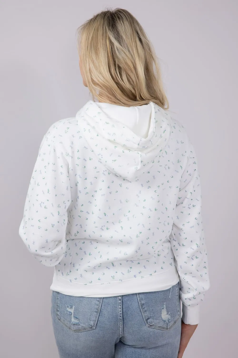 1897 Active All Over Floral & Bows Print Hoodie for Women in Ivory | GU736-IVORY sold by Glik’s product image thumbnail 2