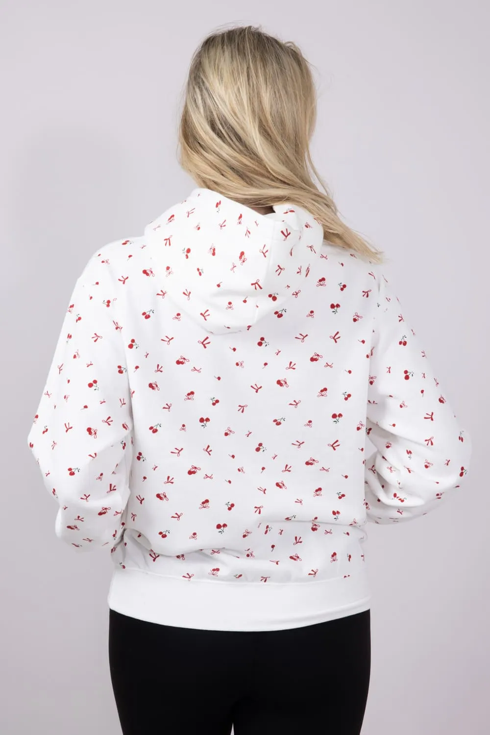 1897 Active All Over Print Cherry & Bows Hoodie for Women in Ivory | GU735-IVORY sold by Glik’s product image thumbnail 2