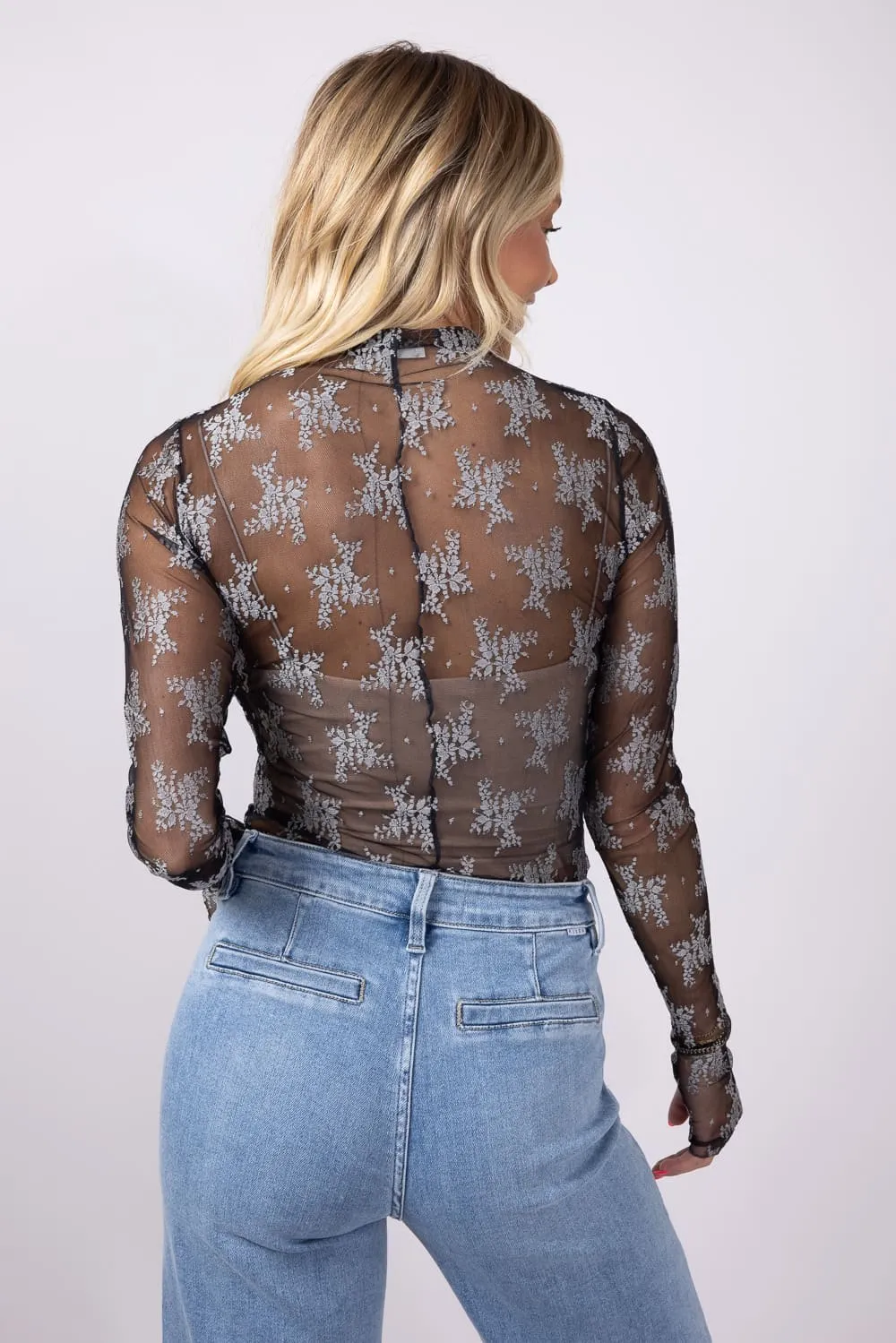 Free People Intimately Two-Tone Lace Sheer Layering Top for Women in Black/White | OB2227741-0010 sold by Glik’s product image thumbnail 3