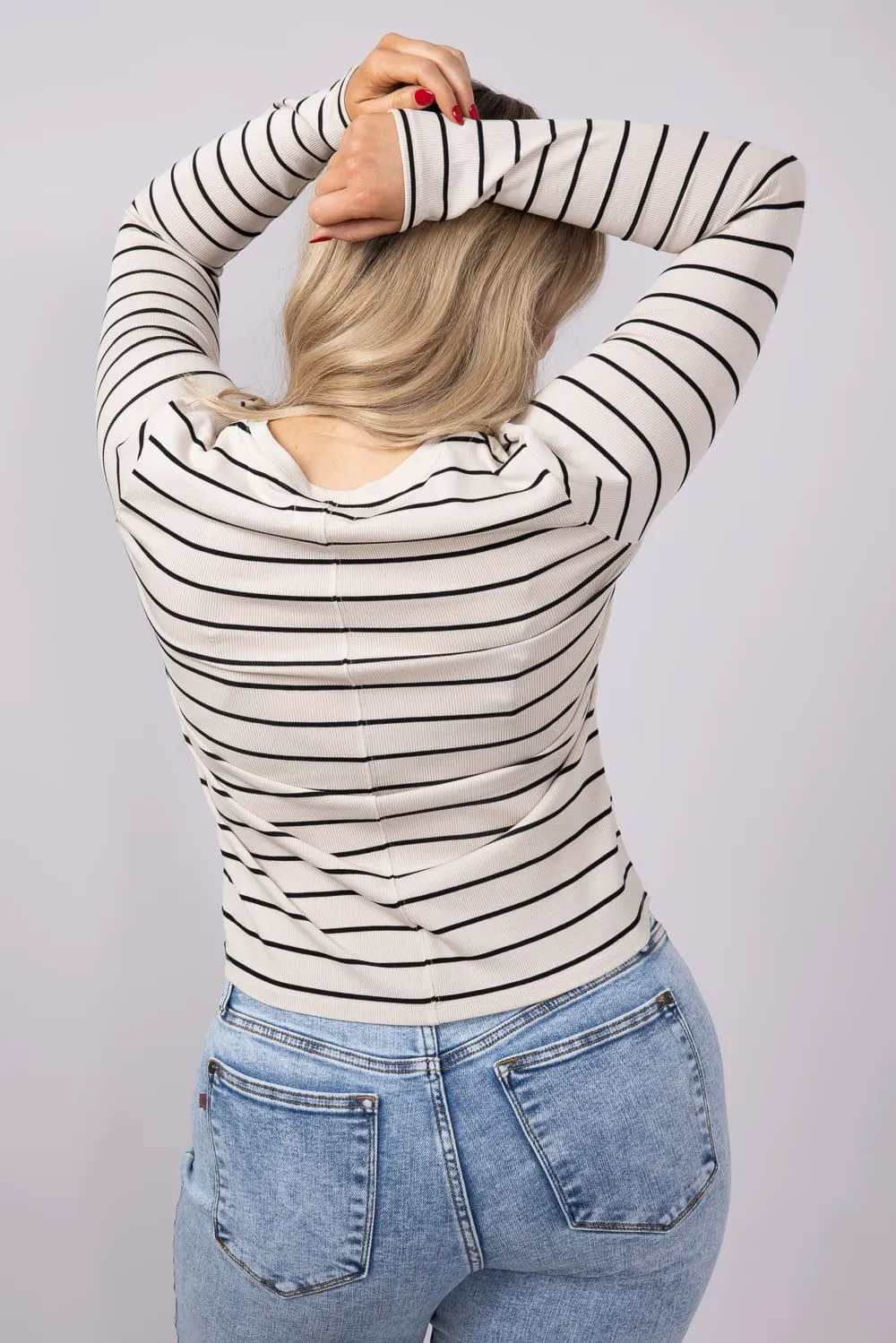 Thread & Supply Stacy Stripe Shirt for Women in Off White/Black | T1390MSTS-OFFWHITEBLACK sold by Glik’s product image thumbnail 2