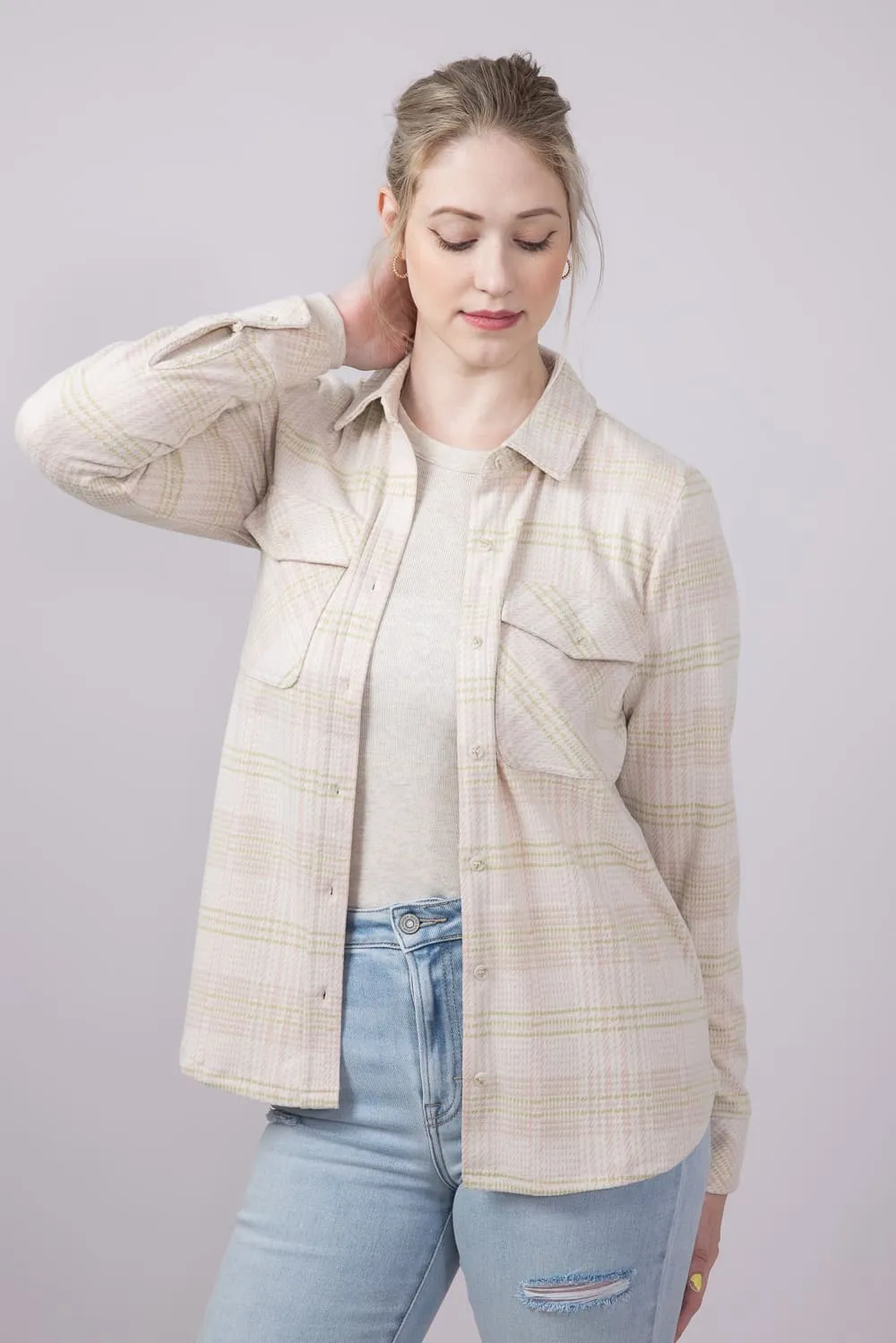Thread & Supply Cassian Soft Luxe Button Up Shirt in Cream Multi Plaid | T4444PVTS-CREAMMULTIPLAID sold by Glik’s product image thumbnail 2