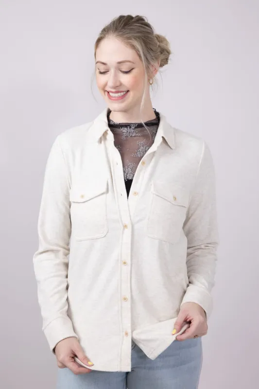 Thread & Supply Cassian Soft Luxe Button Up Shirt in Heather Oatmeal | T4444PVTS-HEATHEROATMEAL made by Thread & Supply