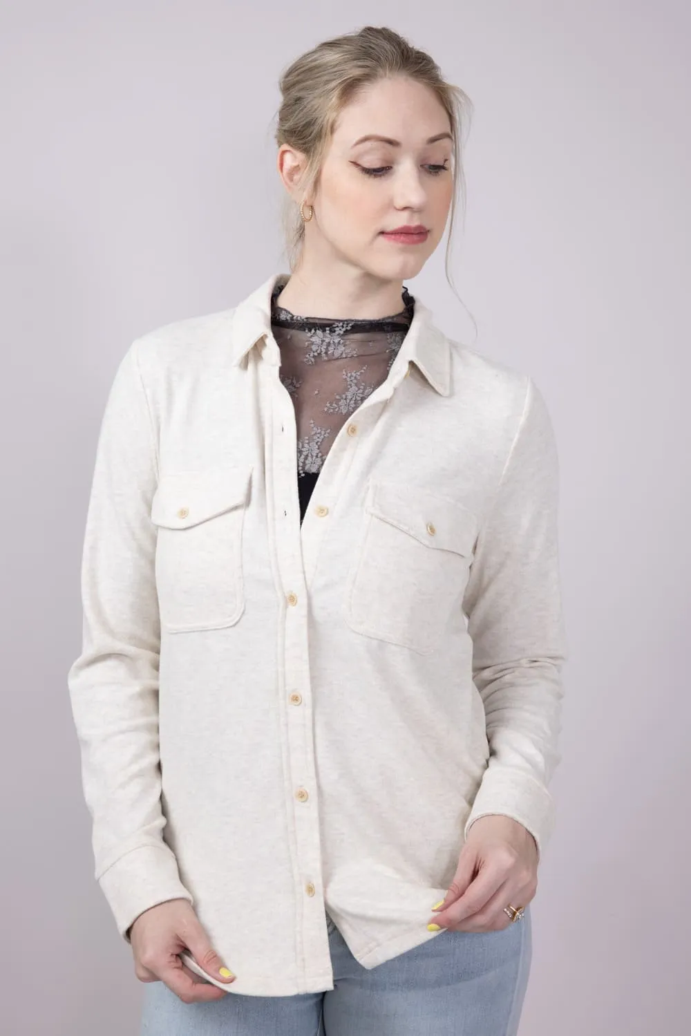 Thread & Supply Cassian Soft Luxe Button Up Shirt in Heather Oatmeal | T4444PVTS-HEATHEROATMEAL sold by Glik’s product image thumbnail 4