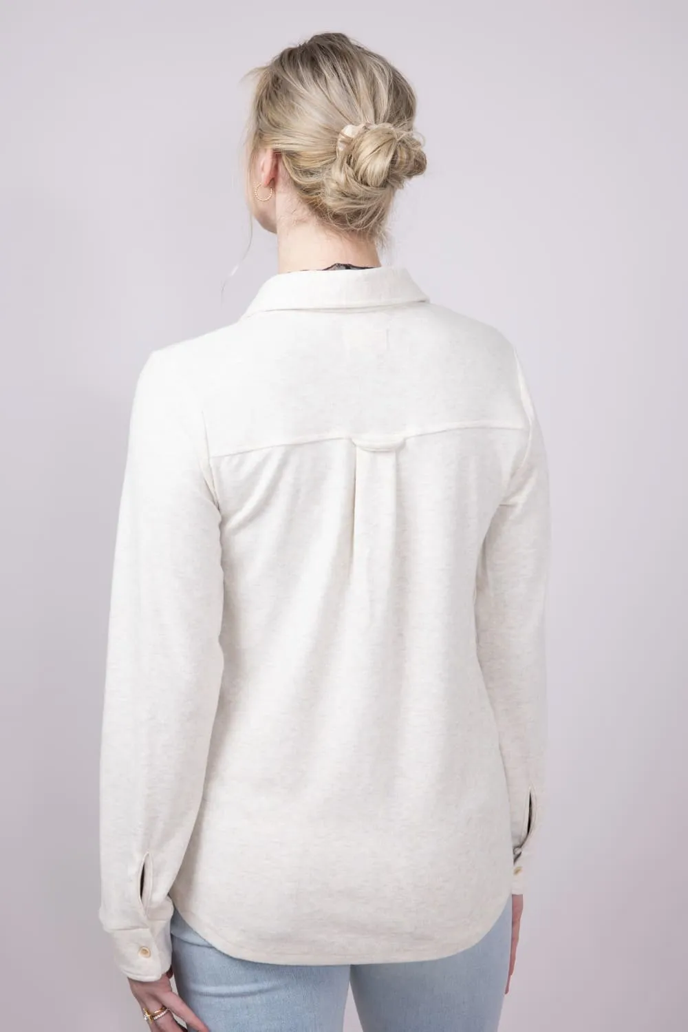 Thread & Supply Cassian Soft Luxe Button Up Shirt in Heather Oatmeal | T4444PVTS-HEATHEROATMEAL sold by Glik’s product image thumbnail 5