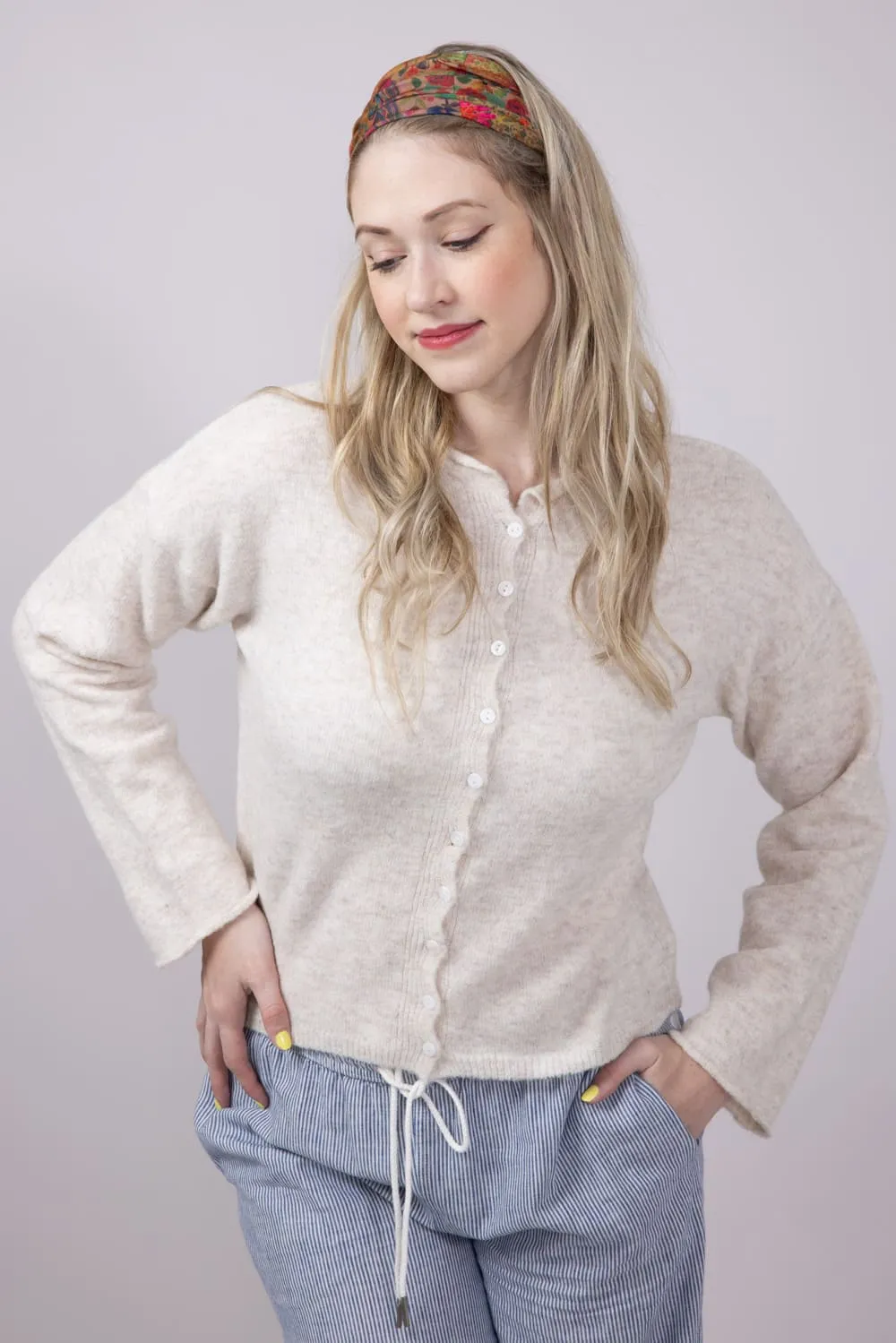 Mimosa Classic Lightweight Cardigan for Women in Oatmeal | MK7091-OATMEAL sold by Glik’s product image thumbnail 5