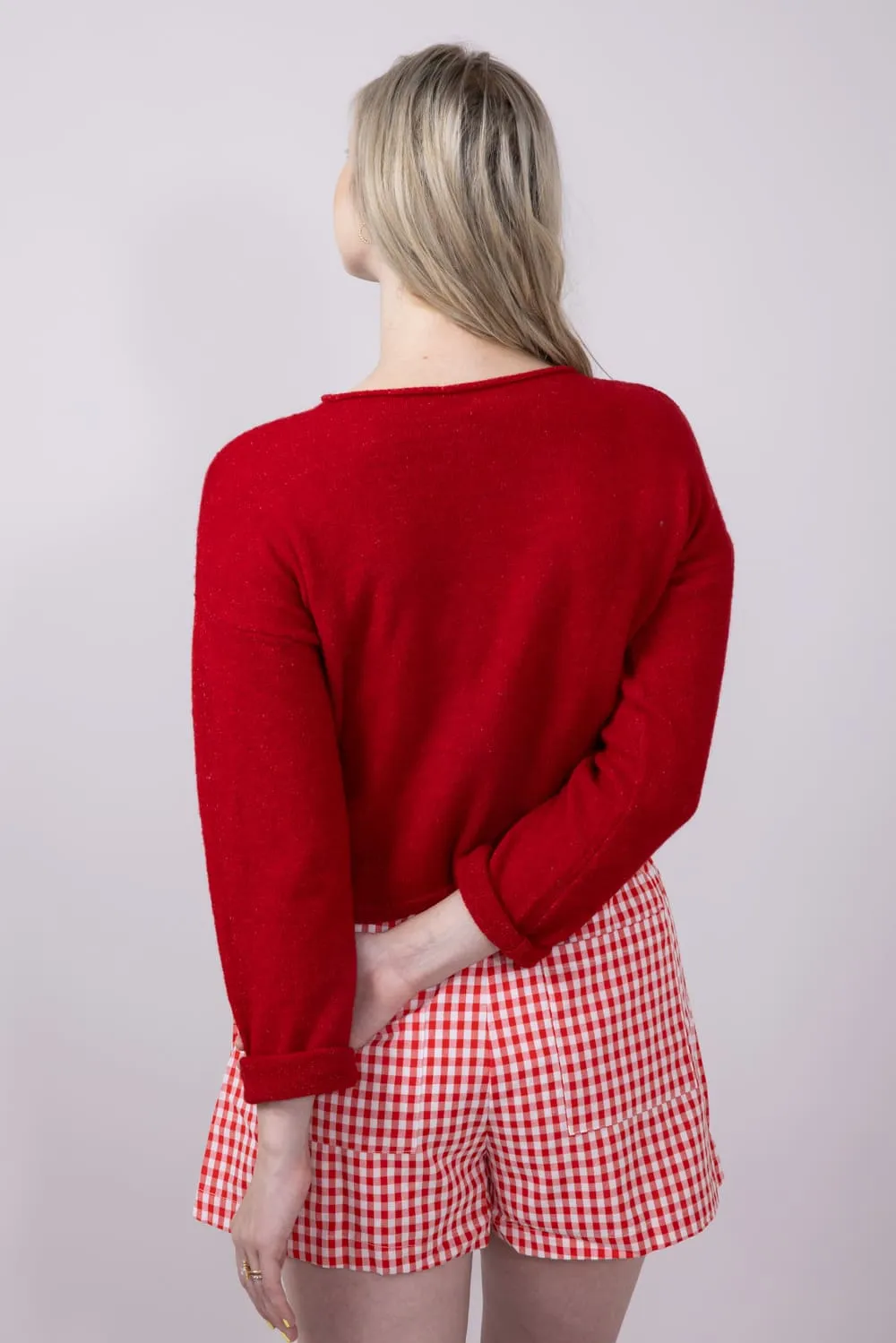 Mimosa Classic Lightweight Cardigan Top for Women in Red | MK7091-RED sold by Glik’s product image thumbnail 5