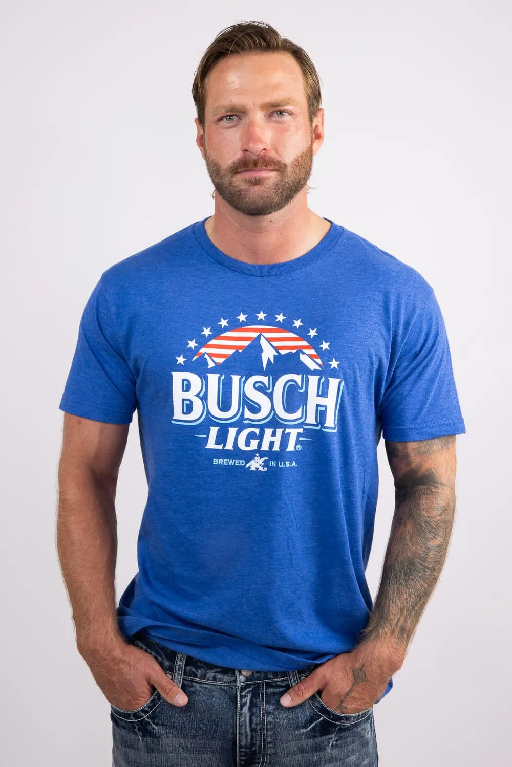 Busch Light USA T-Shirt for Men in Blue | 17100-101B sold by Glik’s