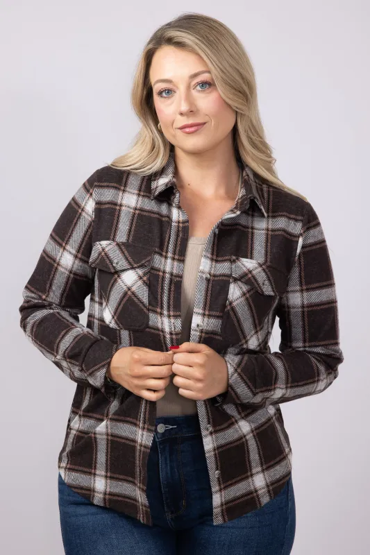 Thread & Supply Cassin Soft Luxe Button Up Shirt in Coffee Ivory Plaid | T4444PVTS-COFFEEIVORYPLAID sold by Glik’s