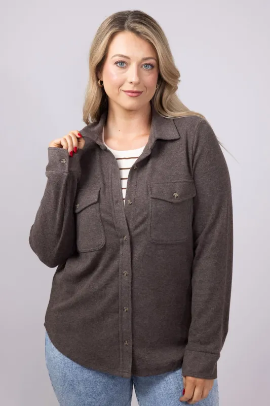 Thread & Supply Cassin Soft Luxe Button Up Shirt in Brown Heather | T4444PVTS-BROWNHEATHER sold by Glik’s