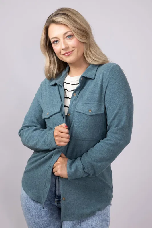 Thread & Supply Cassin Soft Luxe Button Up Shirt in Spruce Heather | T4444PVTS-SPRUCEHEATHER made by Thread & Supply