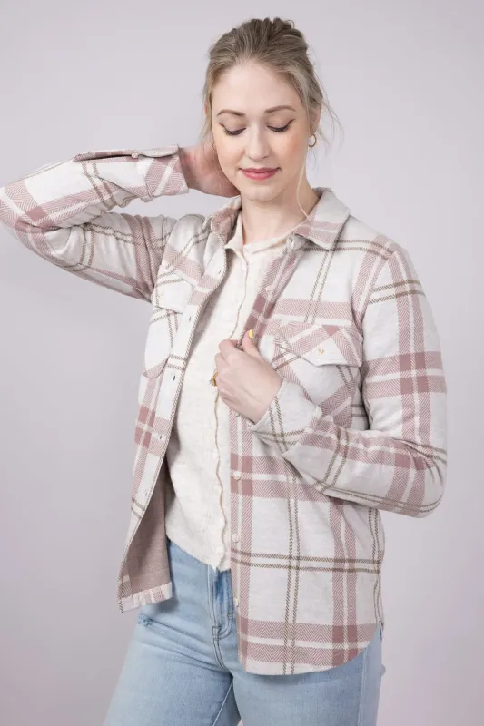 Thread & Supply Cassian Soft Luxe Button Up Shirt in Mauve Tan Plaid | T4444PVTS-MAUVETANPLAID made by Thread & Supply