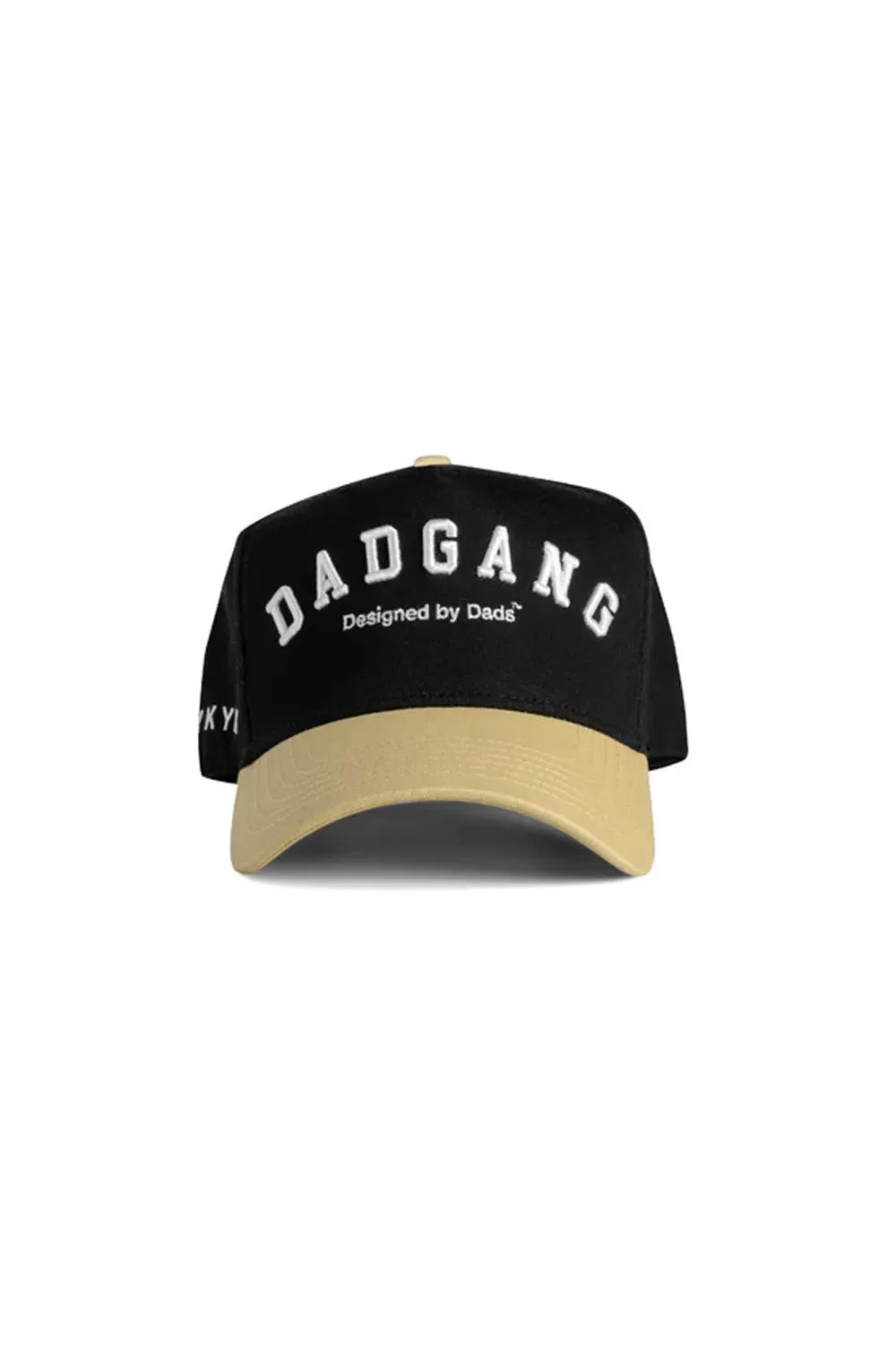 Dad Gang Script Hat for Men in Black | DGSCRIPTBLACKGOLD sold by Glik’s
