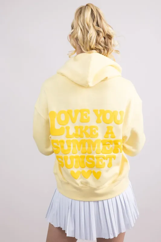 1897 Active Love You Like A Summer Sunset Hoodie for Women in Butter Yellow | JU1922-LTYELLOW sold by Glik’s