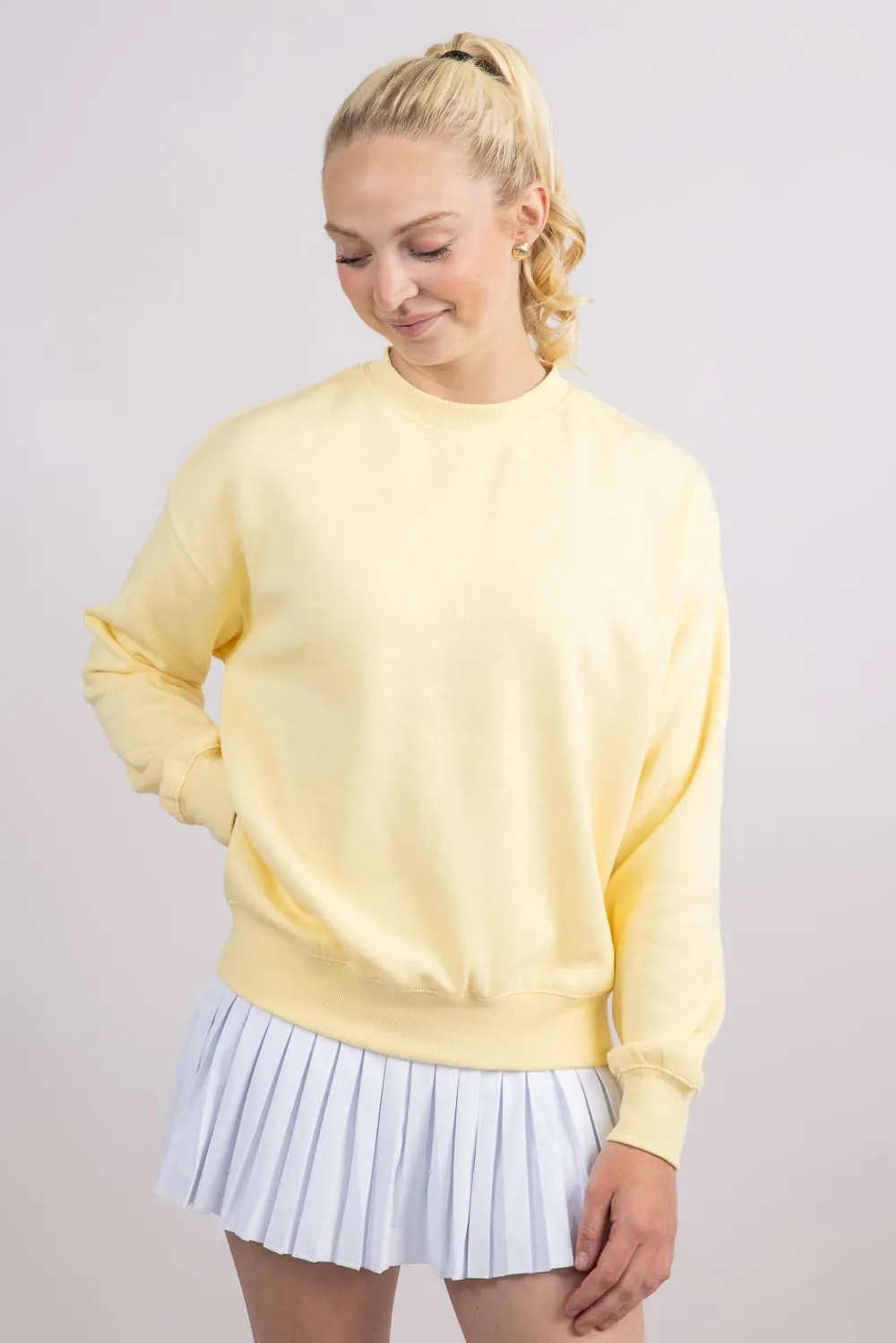 1897 Active Fleece Crewneck for Women in Butter Yellow | T050-LTYELLOW sold by Glik’s product image thumbnail 3