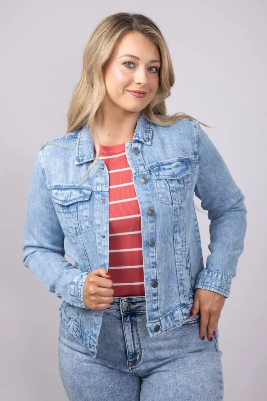 Thread & Supply Jackie Denim Jacket for Women in Medium Wash | J4837LZTTS-SABRINAWASH sold by Glik’s
