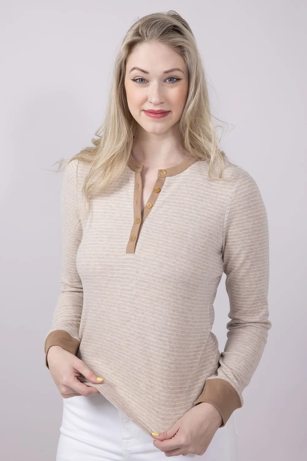 Thread & Supply Aeris Stripe Shirt for Women in Tan White | T4452PVTS-TANWHITE sold by Glik’s product image thumbnail 4