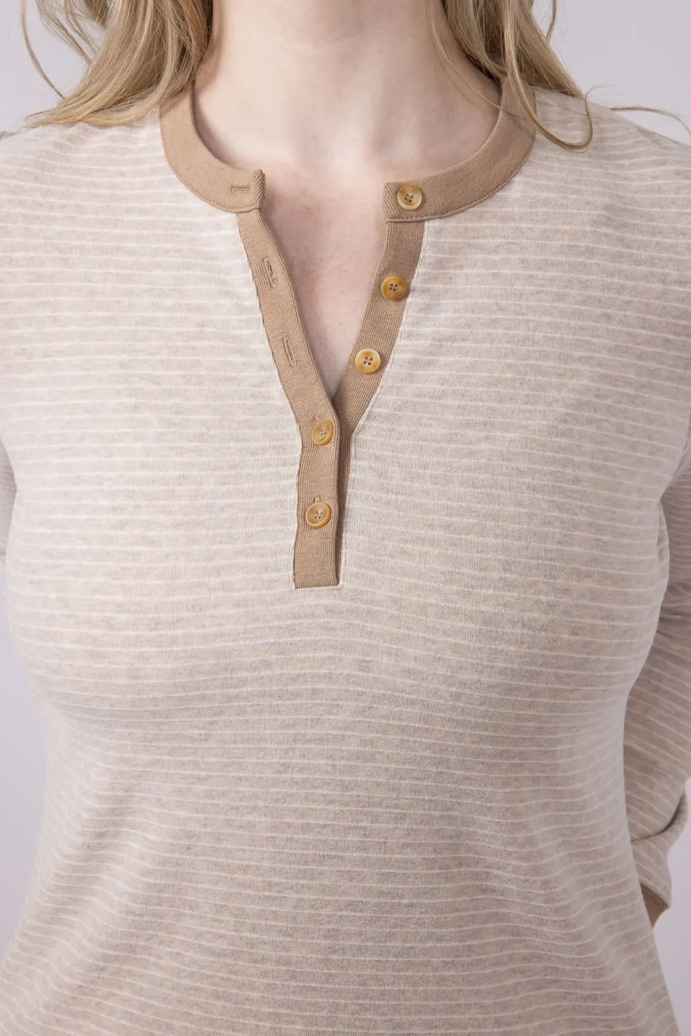 Thread & Supply Aeris Stripe Shirt for Women in Tan White | T4452PVTS-TANWHITE sold by Glik’s product image thumbnail 3