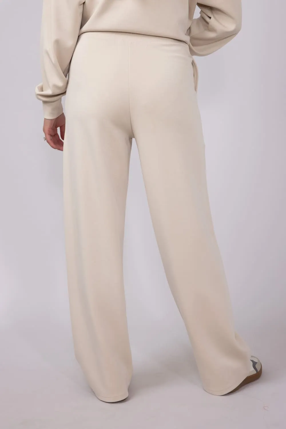 High Rise Stretch Wide Leg Sweatpants for Women in Beige | GP016-BEIGE sold by Glik’s product image thumbnail 3