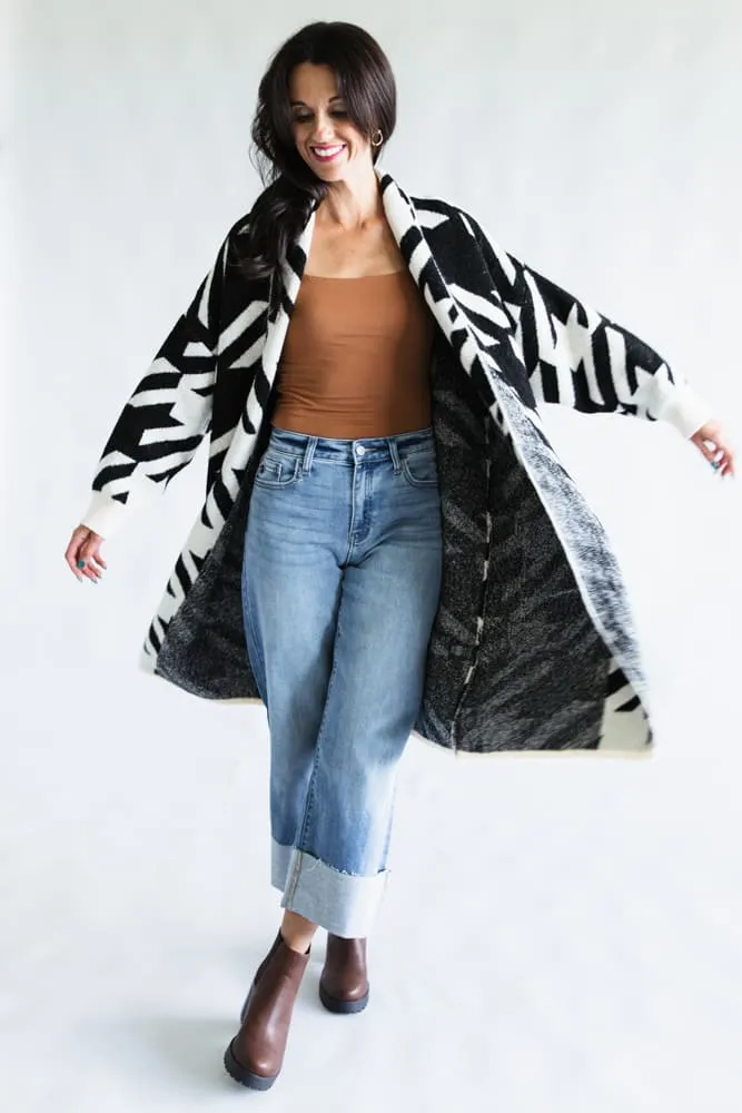 Zig-Zag Pattern Cardigan for Women in Black | WCC420030-BLACK sold by Glik’s