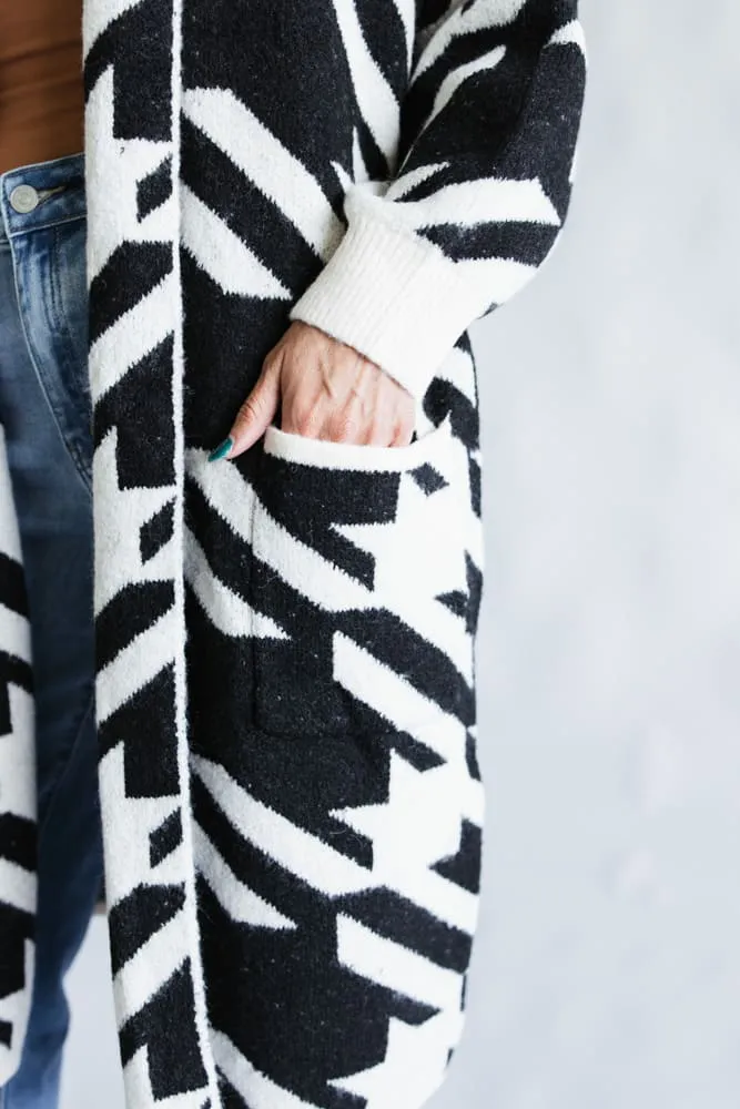 Zig-Zag Pattern Cardigan for Women in Black | WCC420030-BLACK sold by Glik’s product image thumbnail 4