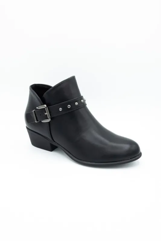 Berness Kashvi Buckle Booties for Women in Black | KASHVI-BLACK sold by Glik’s