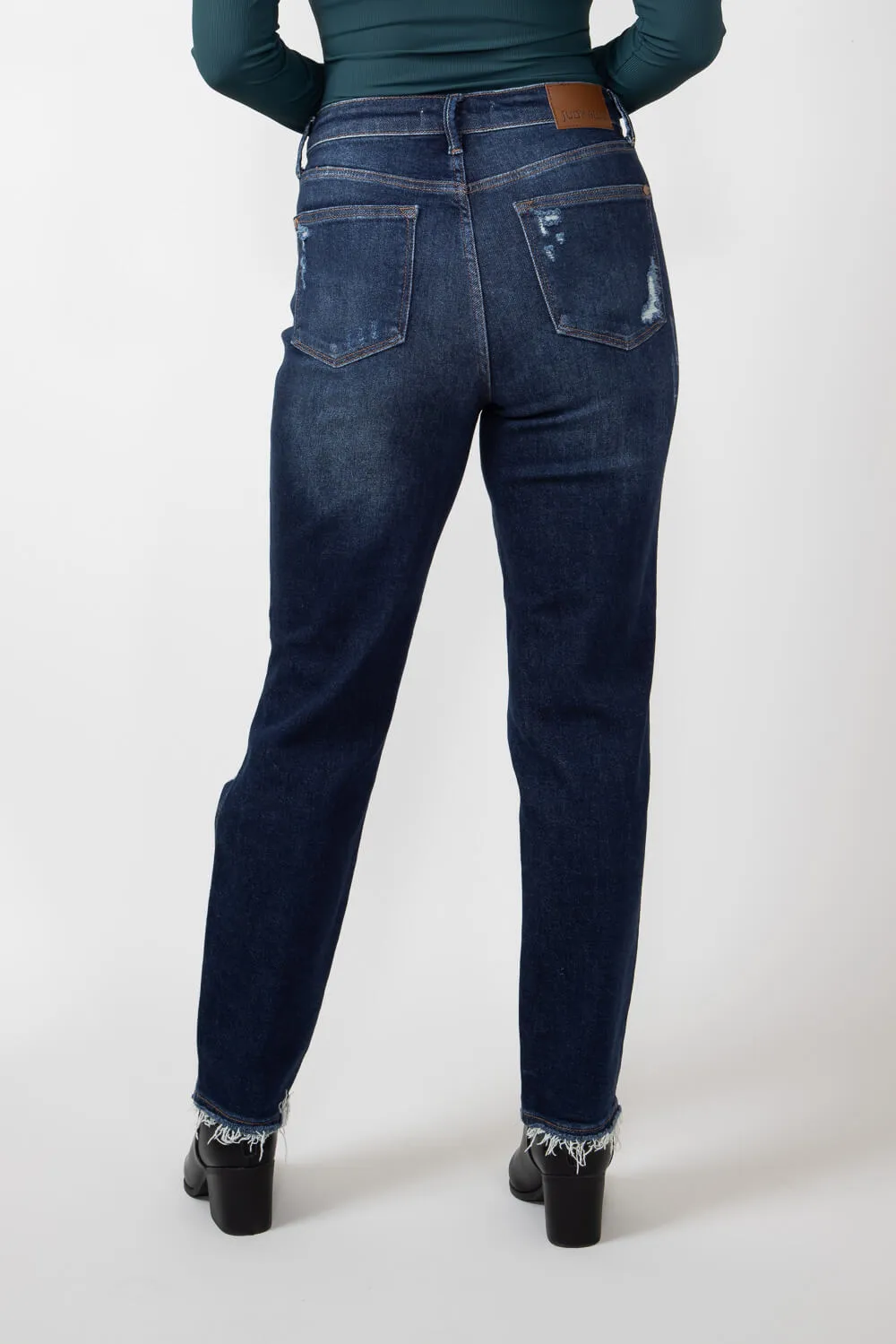 Judy Blue High Rise Rigid Magic Distressed Straight Jeans for Women | 88819-DK sold by Glik’s product image thumbnail 5
