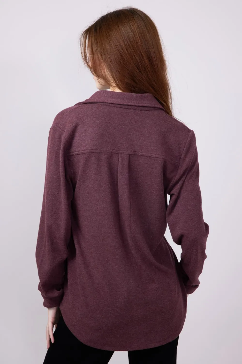 Thread & Supply Lewis Soft Luxe Button Up Shirt for Women in Wine Heather | T1084PVXTS-WINEHEATHERSOLID sold by Glik’s product image thumbnail 4