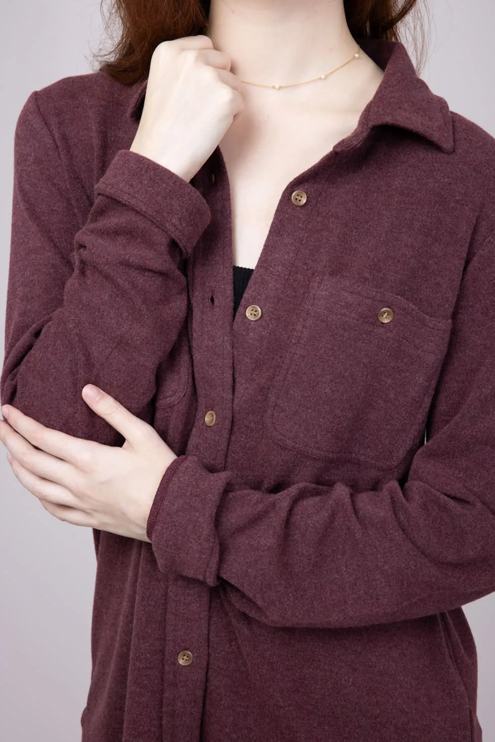 Thread & Supply Lewis Soft Luxe Button Up Shirt for Women in Wine Heather | T1084PVXTS-WINEHEATHERSOLID sold by Glik’s product image thumbnail 5
