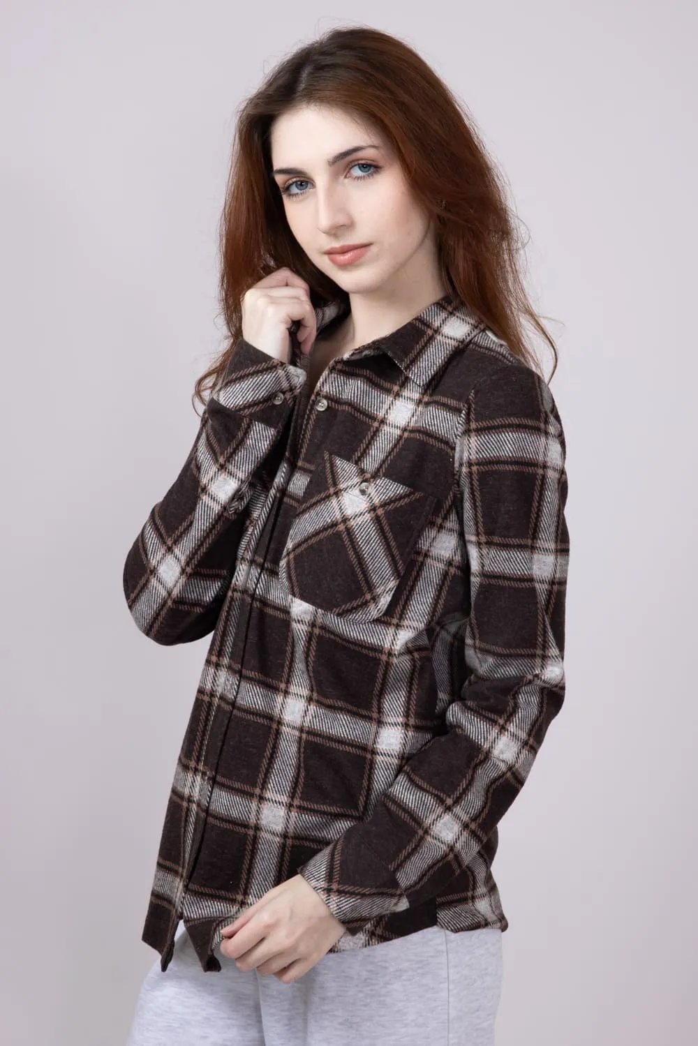 Thread & Supply Lewis Soft Luxe Button Up Shirt for Women in Coffee Combo | T1084PVXTS-COFFEECOMBO sold by Glik’s product image thumbnail 5