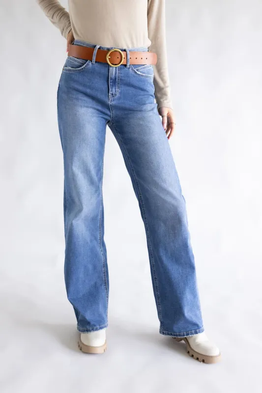 Mica High-Rise Medium Wash Clean Wide Leg Jeans for Women | MDP-W3567B sold by Glik’s